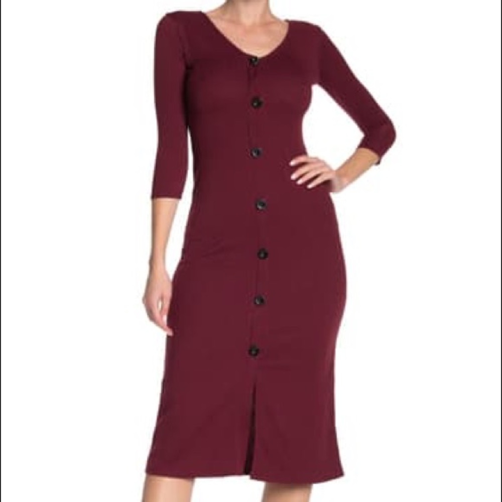 Velvet Torch Button Down Knit Midi Dress